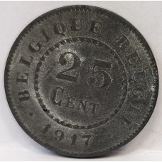 BELGIUM 1917 . TWENTY-FIVE 25 CENTIME COIN